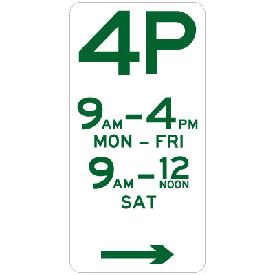 4 Hour Parking (Right Arrow)