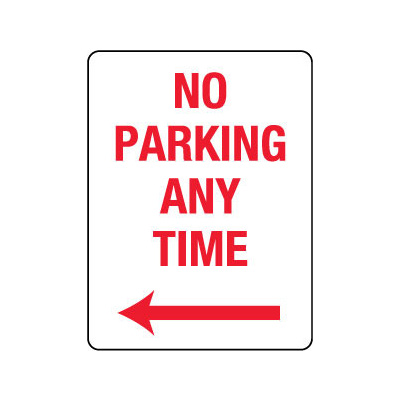 No Parking Any Time with Left Arrow