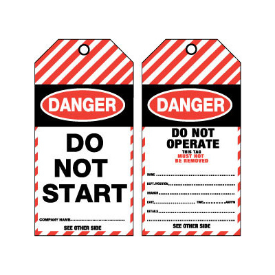 Pkt of 25 Cardboard - Danger Do Not Start