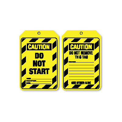 Pkt of 100 Cardboard - Caution Do Not Start