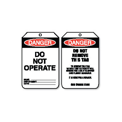Pkt of 100 Cardboard - Danger Do Not Operate