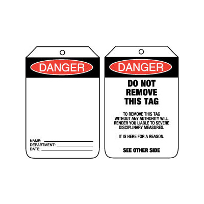 Pkt of 100 Cardboard - Danger Blank