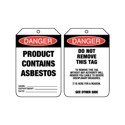 Pkt of 100 Cardboard - Danger Product Contains Asbestos