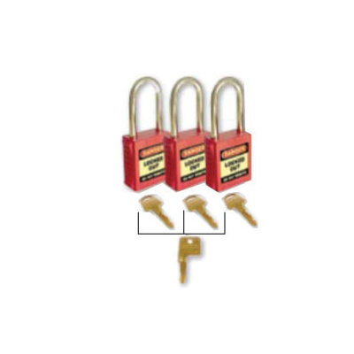 42mm Premium Safety Padlocks - Red - Set of 3 With Master Key